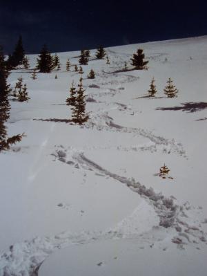 NW face Hudspeth Peak , photo by Rick Baugher, 3/30/03